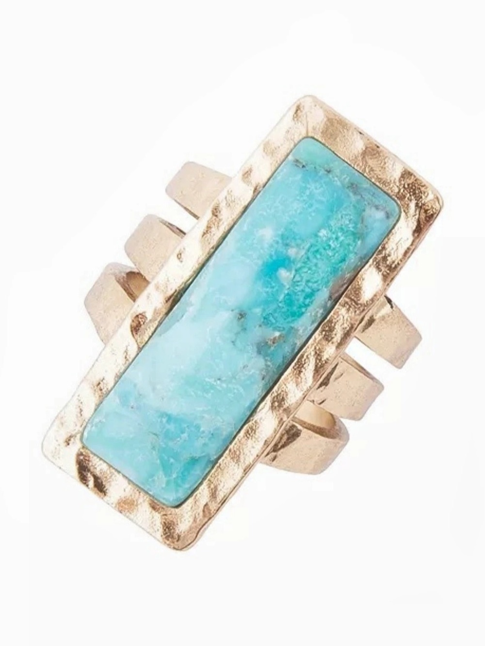 BARSE - Aztec Genuine Turquoise Bronze Rectangle Ring Sz: 9